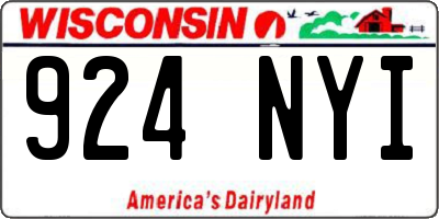 WI license plate 924NYI