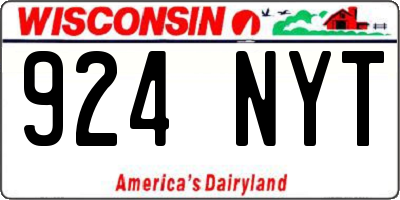 WI license plate 924NYT