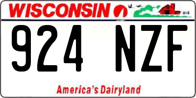 WI license plate 924NZF