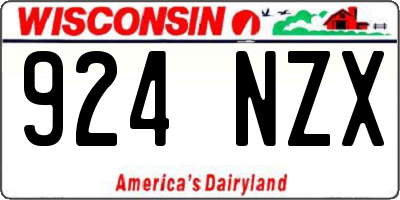 WI license plate 924NZX