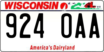 WI license plate 924OAA
