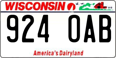 WI license plate 924OAB