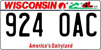 WI license plate 924OAC