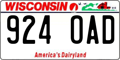 WI license plate 924OAD