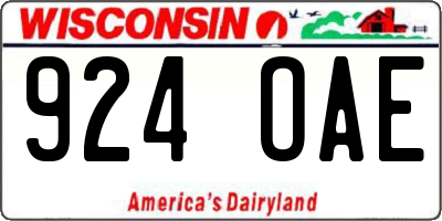 WI license plate 924OAE