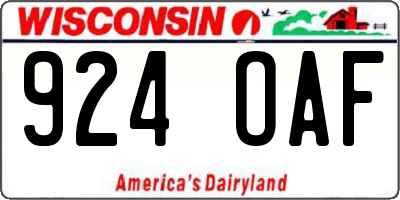 WI license plate 924OAF