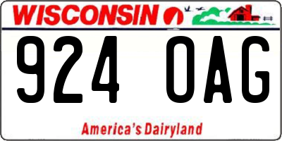 WI license plate 924OAG