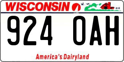 WI license plate 924OAH