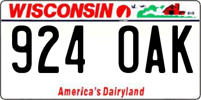 WI license plate 924OAK