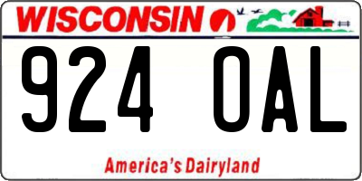 WI license plate 924OAL