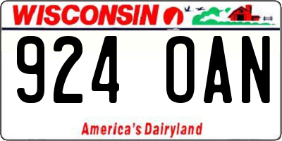 WI license plate 924OAN