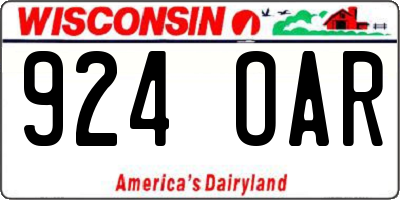 WI license plate 924OAR