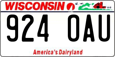 WI license plate 924OAU