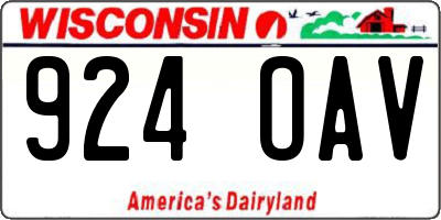 WI license plate 924OAV