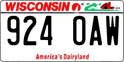 WI license plate 924OAW