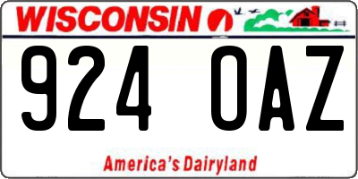 WI license plate 924OAZ