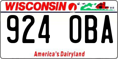 WI license plate 924OBA