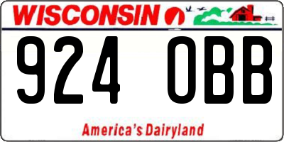 WI license plate 924OBB