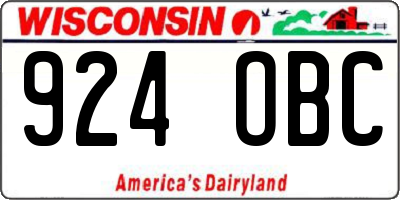 WI license plate 924OBC