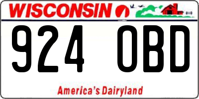 WI license plate 924OBD