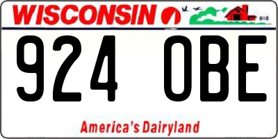 WI license plate 924OBE