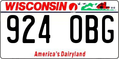 WI license plate 924OBG