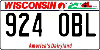 WI license plate 924OBL