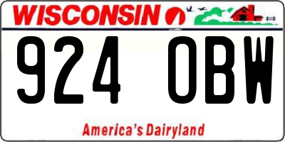 WI license plate 924OBW