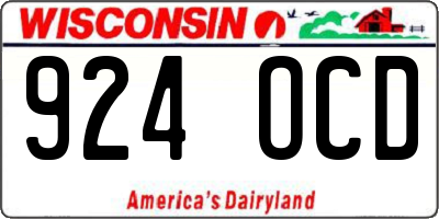 WI license plate 924OCD