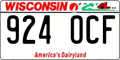 WI license plate 924OCF
