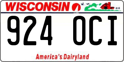 WI license plate 924OCI