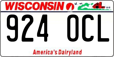WI license plate 924OCL