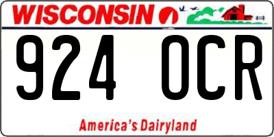 WI license plate 924OCR