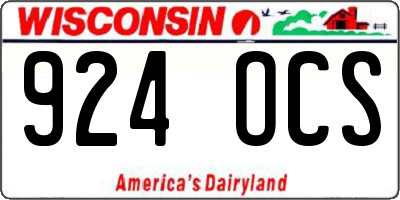 WI license plate 924OCS