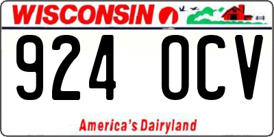 WI license plate 924OCV