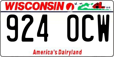 WI license plate 924OCW