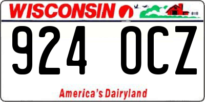 WI license plate 924OCZ