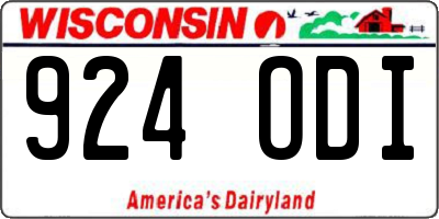 WI license plate 924ODI