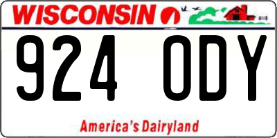 WI license plate 924ODY