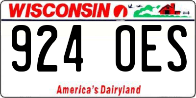 WI license plate 924OES
