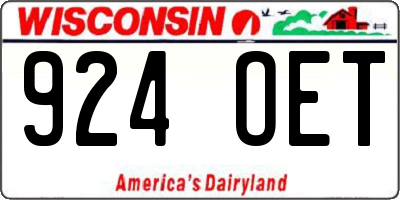 WI license plate 924OET