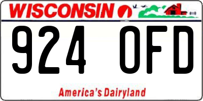 WI license plate 924OFD