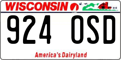 WI license plate 924OSD