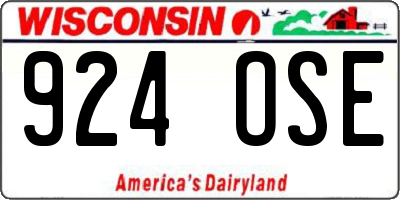 WI license plate 924OSE