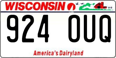 WI license plate 924OUQ