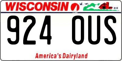 WI license plate 924OUS