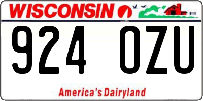 WI license plate 924OZU