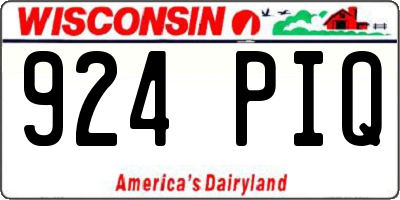 WI license plate 924PIQ