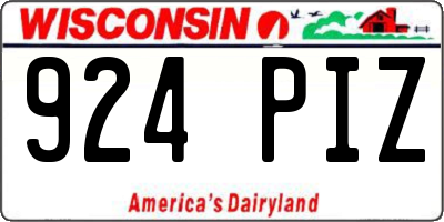 WI license plate 924PIZ