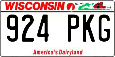 WI license plate 924PKG